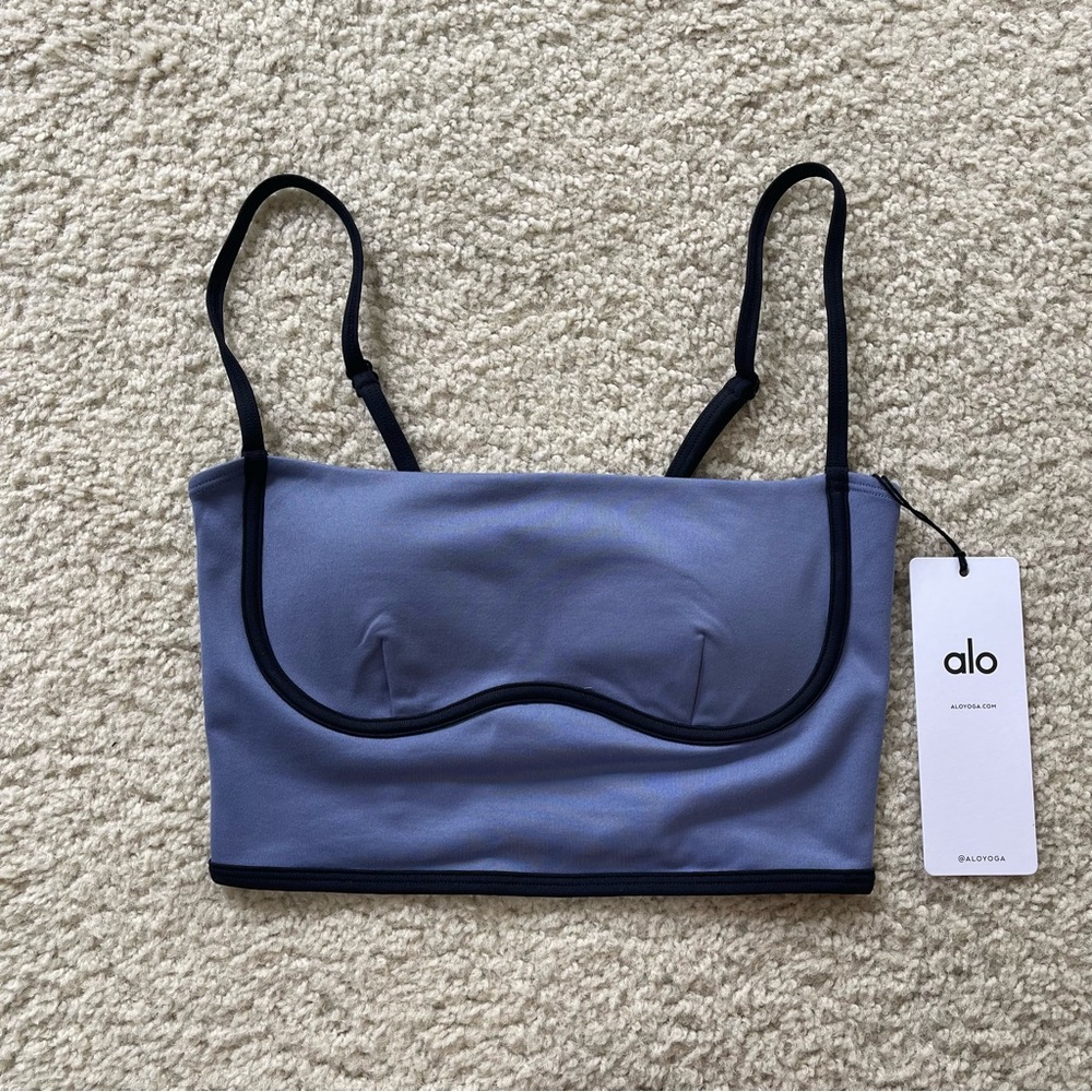 Alo Yoga Airbrush Streamlined Bra Tank Infinity Blue Size XS